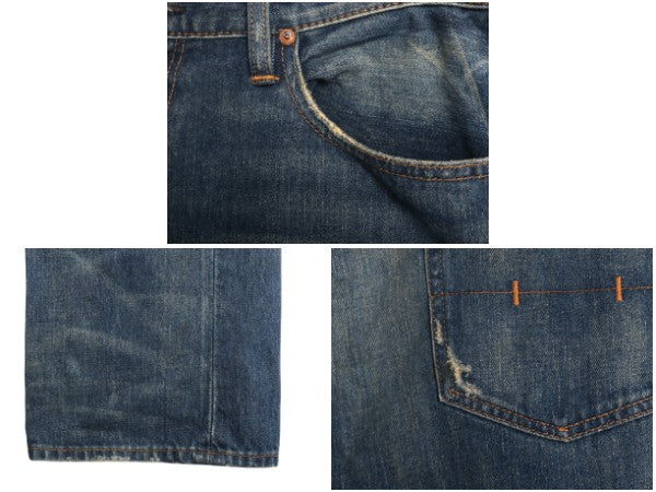 ポロ ラルフローレン デニムパンツ メンズ 34 34 ヴィンテージ 加工 ジーンズ ジーパン ストレート シングルステッチ 革パッチ ヒゲ アタリ