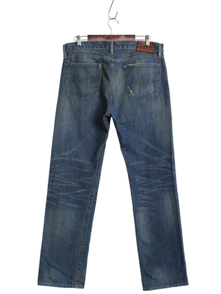 ポロ ラルフローレン デニムパンツ メンズ 34 34 ヴィンテージ 加工 ジーンズ ジーパン ストレート シングルステッチ 革パッチ ヒゲ アタリ