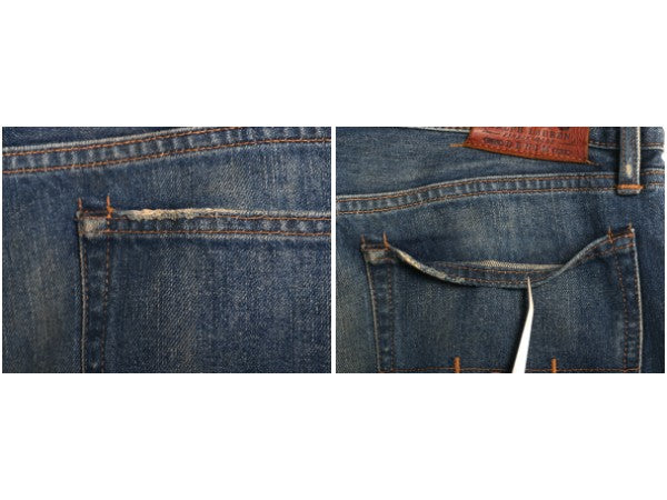 ポロ ラルフローレン デニムパンツ メンズ 34 34 ヴィンテージ 加工 ジーンズ ジーパン ストレート シングルステッチ 革パッチ ヒゲ アタリ