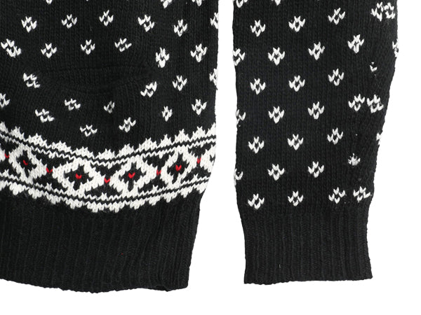 ポロ ラルフローレン ニット カーディガン メンズ S / コットン カシミヤ ノルディック バーズアイ 重ね着 前開き ポケット付き ブラック  