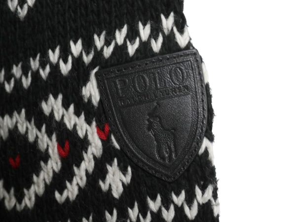 ポロ ラルフローレン ニット カーディガン メンズ S / コットン カシミヤ ノルディック バーズアイ 重ね着 前開き ポケット付き ブラック  