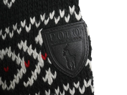 ポロ ラルフローレン ニット カーディガン メンズ S / コットン カシミヤ ノルディック バーズアイ 重ね着 前開き ポケット付き ブラック  