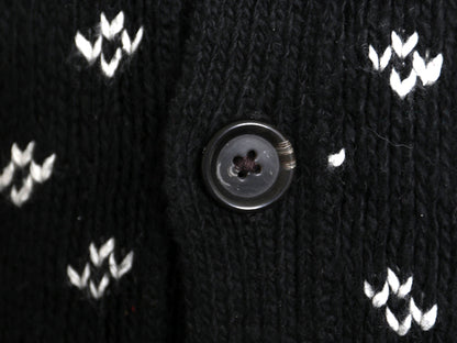 ポロ ラルフローレン ニット カーディガン メンズ S / コットン カシミヤ ノルディック バーズアイ 重ね着 前開き ポケット付き ブラック  