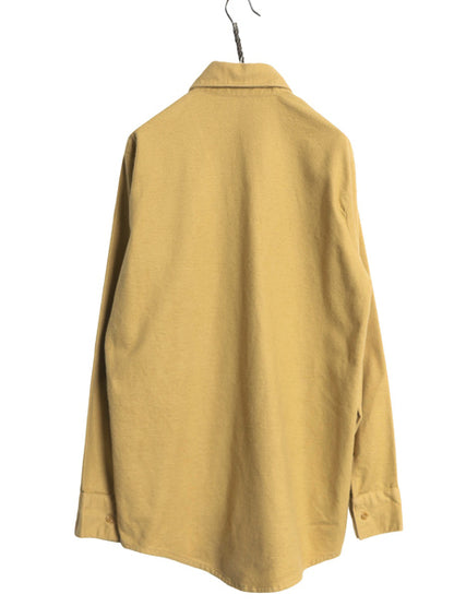 70s USA製 FROSTPROOF シャモア クロス 長袖 シャツ メンズ M ヴィンテージ ネルシャツ ヘビーウェイト コットン フランネル 無地 イエロー