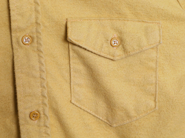70s USA製 FROSTPROOF シャモア クロス 長袖 シャツ メンズ M ヴィンテージ ネルシャツ ヘビーウェイト コットン フランネル 無地 イエロー