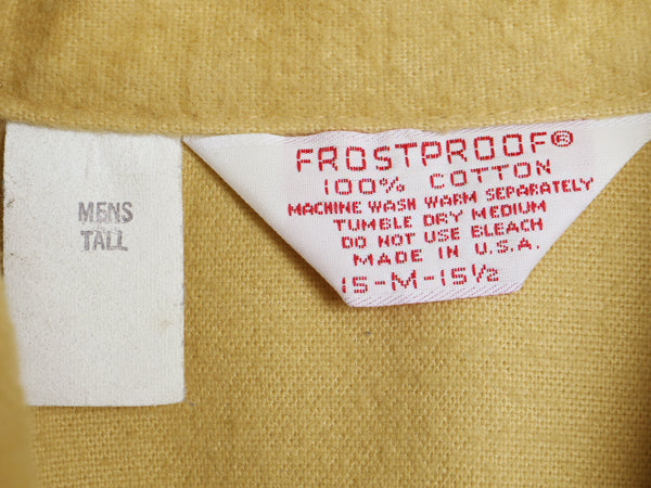 70s USA製 FROSTPROOF シャモア クロス 長袖 シャツ メンズ M ヴィンテージ ネルシャツ ヘビーウェイト コットン フランネル 無地 イエロー