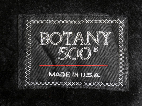 80s USA製 Botany 500 ギャング コート メンズ M / ヴィンテージ 裏ボア パイル フリース ライナー ハーフコート チェスター ジャケット 黒
