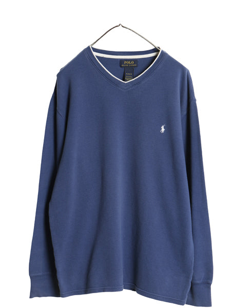 ポロ ラルフローレン 長袖 サーマル Tシャツ メンズ XL ロンT Vネック ワッフル カットソー ワンポイント ポニー ストレッチ 大きいサイズ