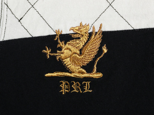 90s ポロ ラルフローレン ボーダー 長袖 ラガーシャツ メンズ M オールド ラグビー 長袖シャツ ポロシャツ カットソー ナンバリング 黒 白