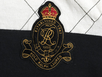 90s ポロ ラルフローレン ボーダー 長袖 ラガーシャツ メンズ M オールド ラグビー 長袖シャツ ポロシャツ カットソー ナンバリング 黒 白