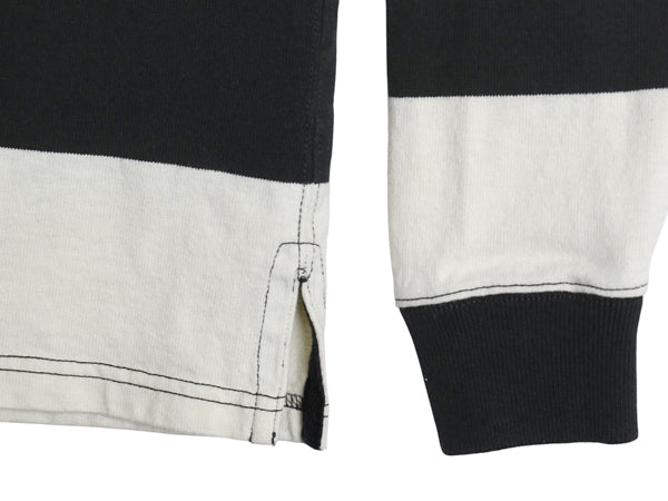 90s ポロ ラルフローレン ボーダー 長袖 ラガーシャツ メンズ M オールド ラグビー 長袖シャツ ポロシャツ カットソー ナンバリング 黒 白