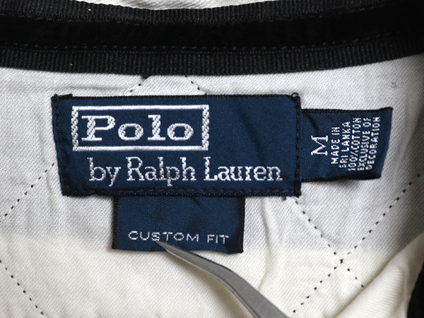 90s ポロ ラルフローレン ボーダー 長袖 ラガーシャツ メンズ M オールド ラグビー 長袖シャツ ポロシャツ カットソー ナンバリング 黒 白