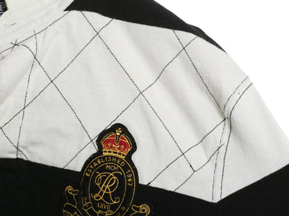 90s ポロ ラルフローレン ボーダー 長袖 ラガーシャツ メンズ M オールド ラグビー 長袖シャツ ポロシャツ カットソー ナンバリング 黒 白