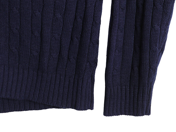 70s Sears Kings Road ケーブル ニット カーディガン メンズ  L 古着 ヴィンテージ アクリル セーター 重ね着 前開き 羽織り 無地 ネイビー