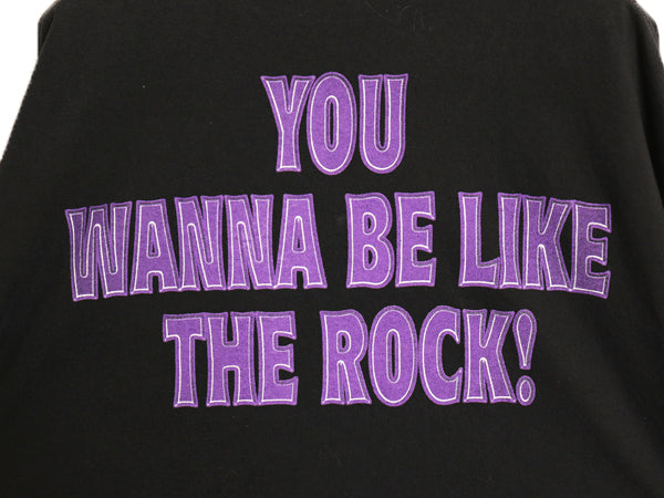 90s ★ WWF オフィシャル ザロック プリント Tシャツ メンズ XL / オールド プロレス 当時物 ドウェインジョンソン ロック様 イラスト 黒