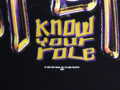 90s ★ WWF オフィシャル ザロック プリント Tシャツ メンズ XL / オールド プロレス 当時物 ドウェインジョンソン ロック様 イラスト 黒