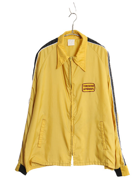 70s ナイロン レーシング ジャケット メンズ XL 程/ ヴィンテージ ジャンパー ブルゾン フルジップ ワッペン 企業 ツートン 大きいサイズ