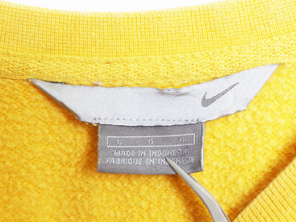 00s ナイキ スモール スウォッシュ 刺繍 スウェット メンズ L / 古着 オールド トレーナー 裏起毛 ワンポイント クルーネック シンプル 黄