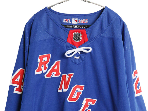 レンジャーズ ホッケー ジャージ メンズ L 程/ NHL オフィシャル アディダス アイスホッケー ユニフォーム ゲームシャツ 長袖シャツ 重ね着