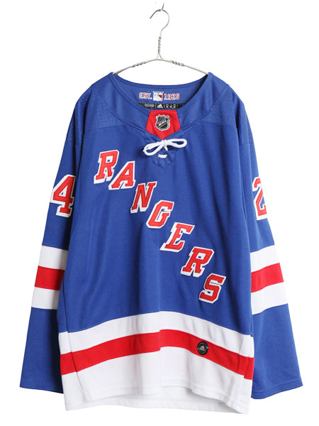 レンジャーズ ホッケー ジャージ メンズ L 程/ NHL オフィシャル アディダス アイスホッケー ユニフォーム ゲームシャツ 長袖シャツ 重ね着