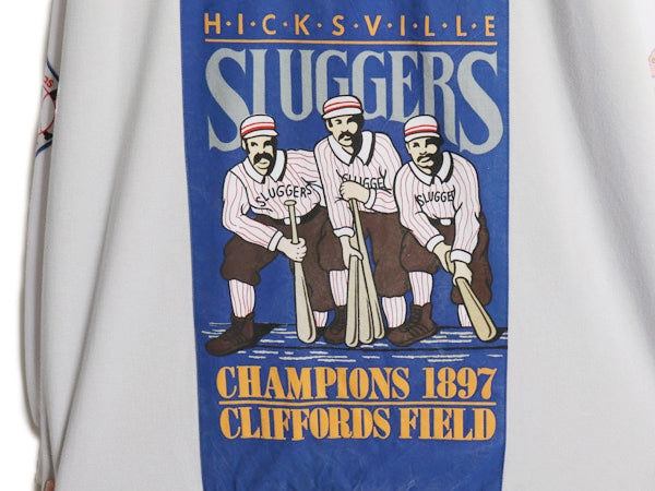 80s アディダス ベースボール パッチ 刺繍 スウェット メンズ L 大きめ XL 程/ ヴィンテージ 裏起毛 野球 HICKS VILLE SLUGGERS ワッペン