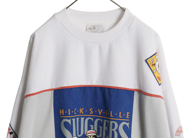 80s アディダス ベースボール パッチ 刺繍 スウェット メンズ L 大きめ XL 程/ ヴィンテージ 裏起毛 野球 HICKS VILLE SLUGGERS ワッペン