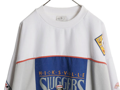 80s アディダス ベースボール パッチ 刺繍 スウェット メンズ L 大きめ XL 程/ ヴィンテージ 裏起毛 野球 HICKS VILLE SLUGGERS ワッペン