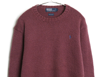 90s ポロ ラルフローレン コットン ニット セーター メンズ L / 古着 オールド 長袖ニット ワンポイント クルーネック シンプル ゆったり 