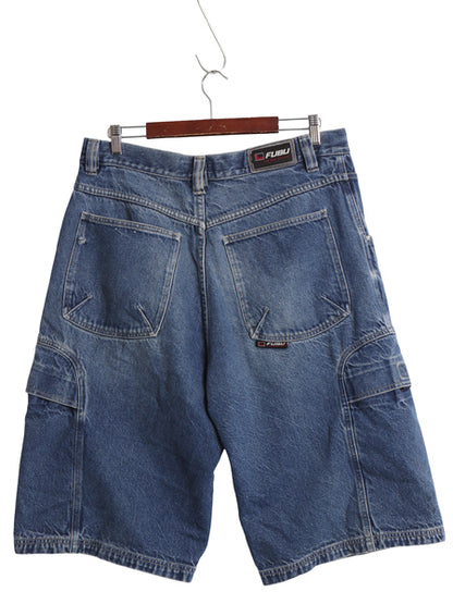 90s 00s ☆ FUBU デニム カーゴ ショーツ メンズ 36 / 古着 オールド Y2K ストリート バギー ルーズ ヒップホップ ジーパン ショートパンツ