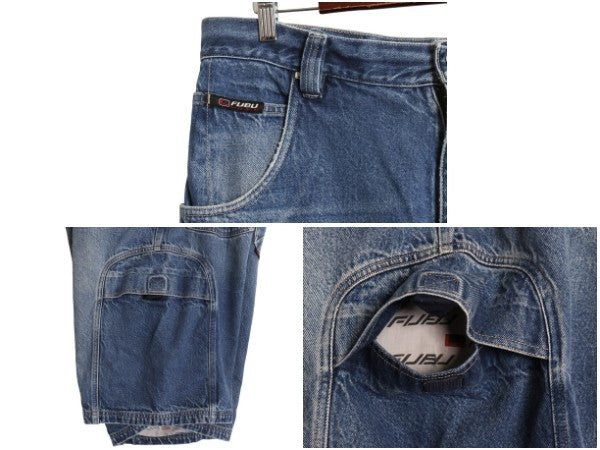 90s 00s ☆ FUBU デニム カーゴ ショーツ メンズ 36 / 古着 オールド Y2K ストリート バギー ルーズ ヒップホップ ジーパン ショートパンツ