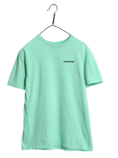 パタゴニア 両面 プリント 半袖 Tシャツ メンズ XS 17年製 アウトドア P6 ボックスロゴ オーガニック コットン カットソー クルーネック 緑