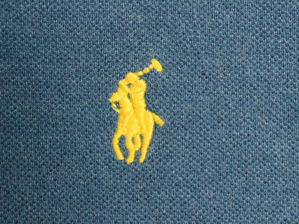 ポロ ラルフローレン 鹿の子 長袖 ポロシャツ メンズ M 長袖シャツ カットソー ワンポイント ポニー刺繍 カジュアル ボックス シンプル 青
