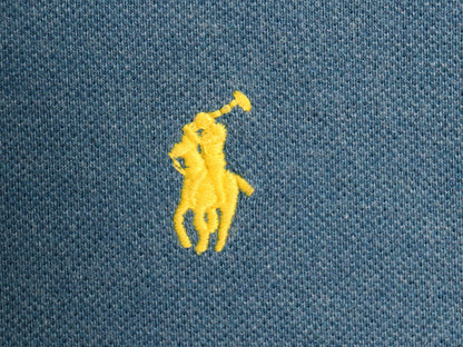 ポロ ラルフローレン 鹿の子 長袖 ポロシャツ メンズ M 長袖シャツ カットソー ワンポイント ポニー刺繍 カジュアル ボックス シンプル 青