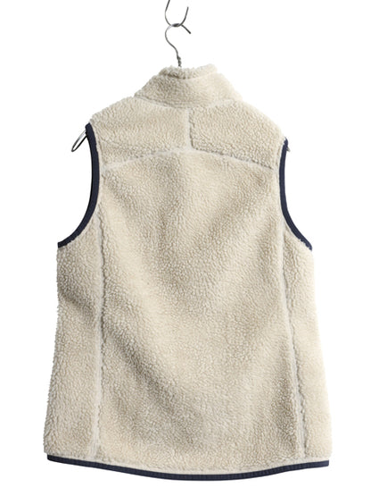 エルエルビーン パイル フリース ベスト レディース M / 古着 ボア 毛足 前開き 重ね着 アウトドア フルジップ ハイネック ナチュラル 防寒