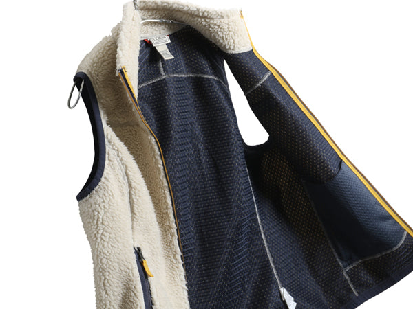 エルエルビーン パイル フリース ベスト レディース M / 古着 ボア 毛足 前開き 重ね着 アウトドア フルジップ ハイネック ナチュラル 防寒