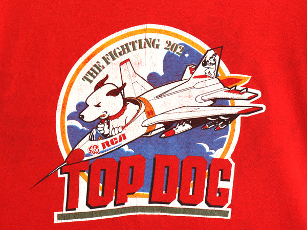 80s トップガン パロディ イラスト プリント Tシャツ メンズ L / ヴィンテージ 企業 ムービー 映画 シングルステッチ ドッグ キャラクター