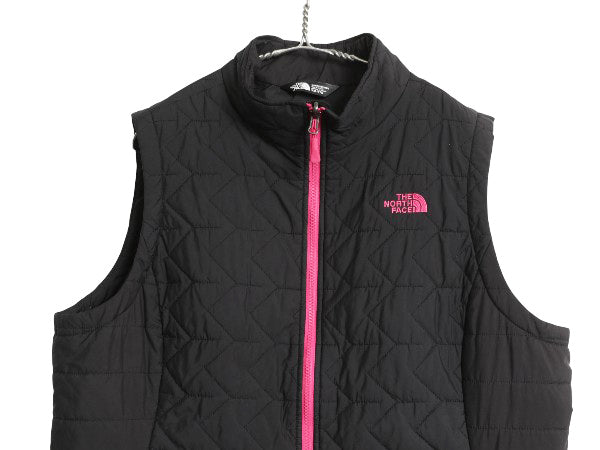 ノースフェイス 中綿 ナイロン ベスト レディース XXL / アウトドア 重ね着 前開き フルジップ ハイネック キルティング 大きいサイズ 黒
