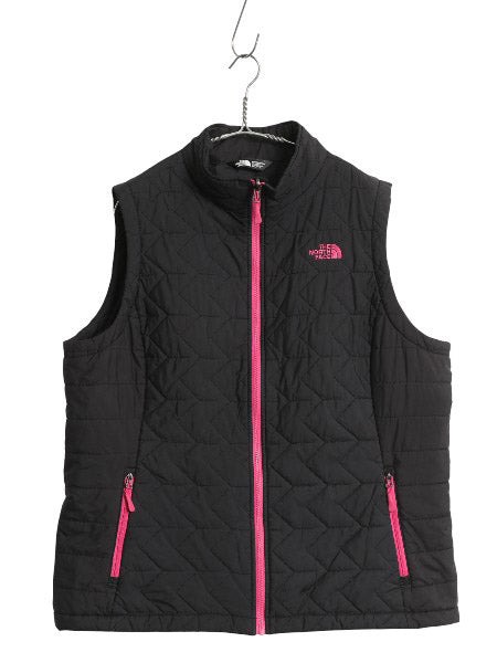 ノースフェイス 中綿 ナイロン ベスト レディース XXL / アウトドア 重ね着 前開き フルジップ ハイネック キルティング 大きいサイズ 黒