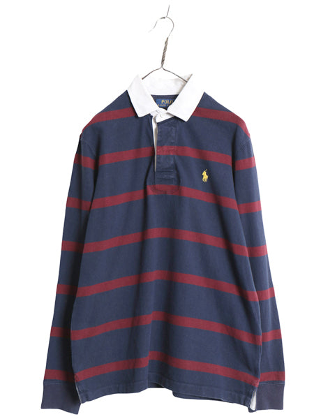 ポロ ラルフローレン ボーダー 長袖 ラガーシャツ メンズ M / CLASSIC FIT ラグビー ワンポイント ポニー 刺繍 コットン ボックス ツートン
