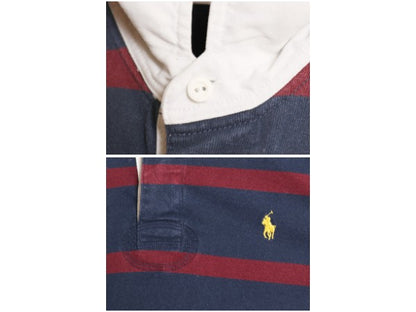 ポロ ラルフローレン ボーダー 長袖 ラガーシャツ メンズ M / CLASSIC FIT ラグビー ワンポイント ポニー 刺繍 コットン ボックス ツートン