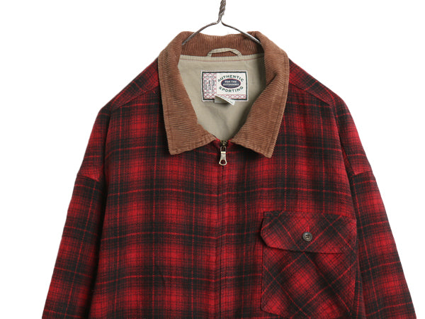 90s オールド ギャップ チェック ウール ジャケット メンズ XL / アウトドア ハンティング フルジップ ブルゾン ショート丈 大きいサイズ