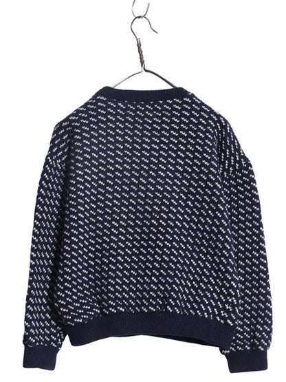 70s 筆記体タグ ノルウェー製 ★ エルエルビーン バーズアイ ニット セーター レディース S / 古着 ヴィンテージ ウール ノルディック 総柄