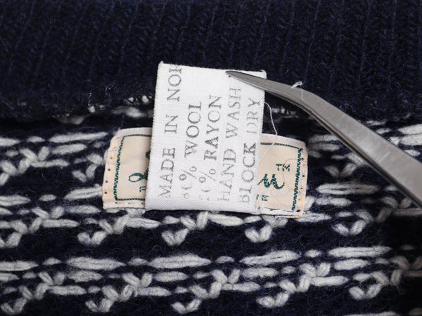 70s 筆記体タグ ノルウェー製 ★ エルエルビーン バーズアイ ニット セーター レディース S / 古着 ヴィンテージ ウール ノルディック 総柄