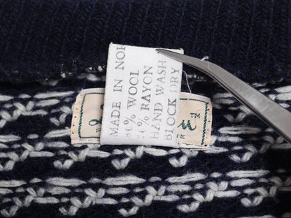 70s 筆記体タグ ノルウェー製 ★ エルエルビーン バーズアイ ニット セーター レディース S / 古着 ヴィンテージ ウール ノルディック 総柄