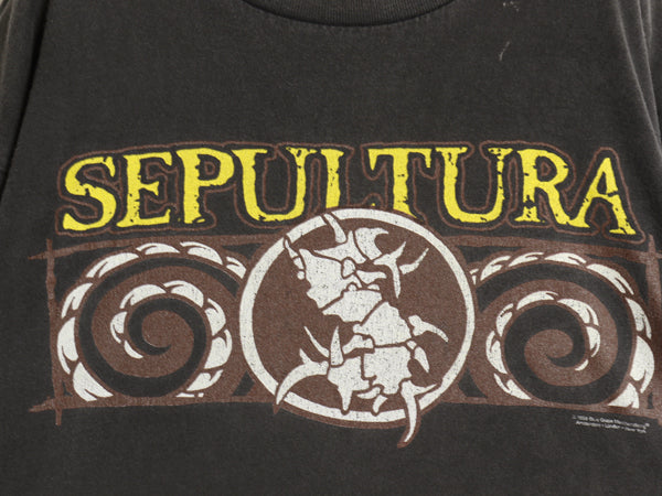 90s ★ セパルトゥラ イラスト プリント Tシャツ メンズ XL 古着 オールド オフィシャル 当時物 メタル ロック バンド ヘビーウェイト 黒 