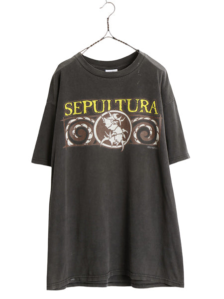 90s ★ セパルトゥラ イラスト プリント Tシャツ メンズ XL 古着 オールド オフィシャル 当時物 メタル ロック バンド ヘビーウェイト 黒 