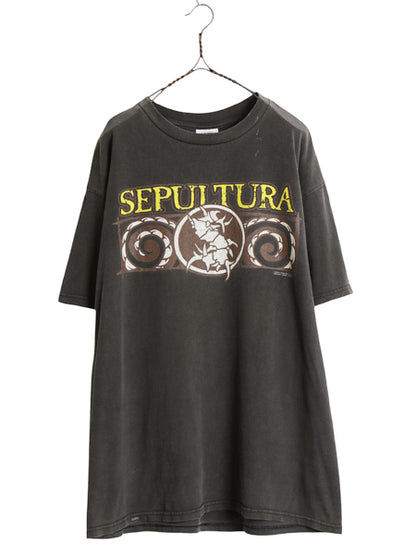 90s ★ セパルトゥラ イラスト プリント Tシャツ メンズ XL 古着 オールド オフィシャル 当時物 メタル ロック バンド ヘビーウェイト 黒 