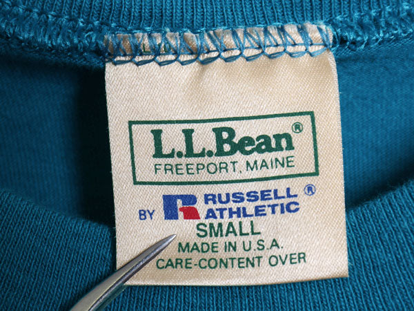90s USA製 エルエルビーン ラッセル 別注 長袖 Tシャツ メンズ レディース S 古着 オールド ロンT ポケT 無地 ポケット付き ロングスリーブ