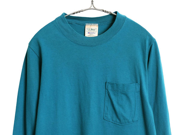90s USA製 エルエルビーン ラッセル 別注 長袖 Tシャツ メンズ レディース S 古着 オールド ロンT ポケT 無地 ポケット付き ロングスリーブ