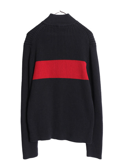 ポロジーンズ ラルフローレン フルジップ ニット セーター メンズ XL ポロ ハイネック コットン ジャケット ワンポイント 大きいサイズ 黒